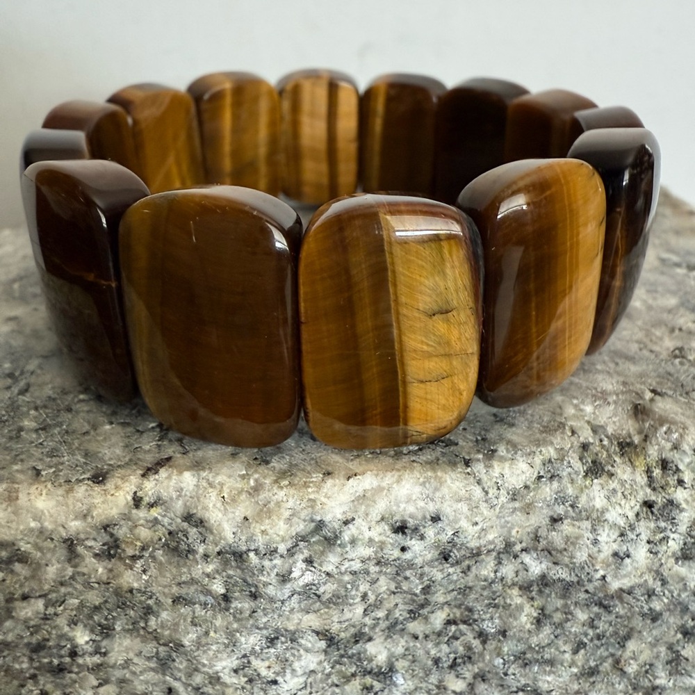 Tigers Eye Natural Gemstone Stretch Hand Polished Bracelet